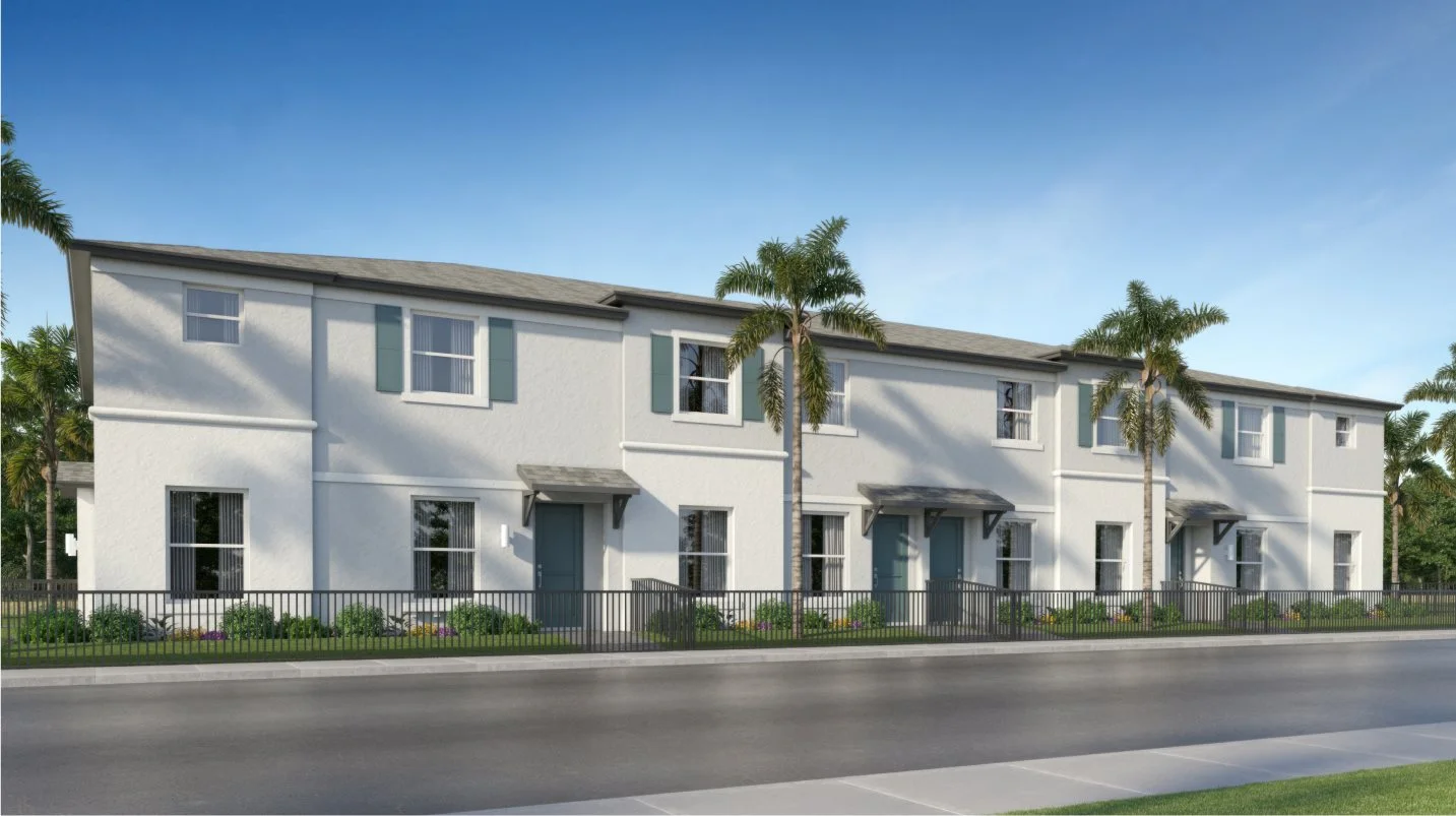 Modern Lennar townhomes with contemporary architecture